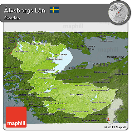 Physical Panoramic Map of Álvsborgs Län, darken