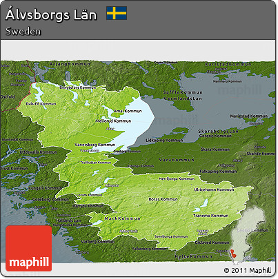 Physical Panoramic Map of Álvsborgs Län, darken