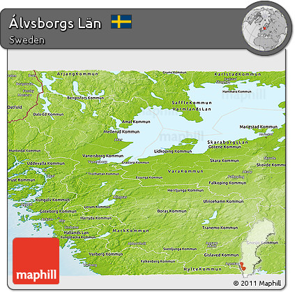 Physical Panoramic Map of Álvsborgs Län