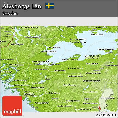 Physical Panoramic Map of Álvsborgs Län