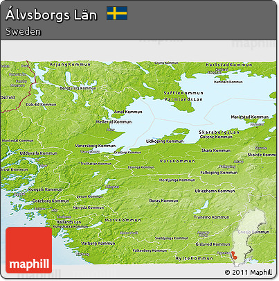 Physical Panoramic Map of Álvsborgs Län
