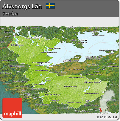 Physical Panoramic Map of Álvsborgs Län, satellite outside
