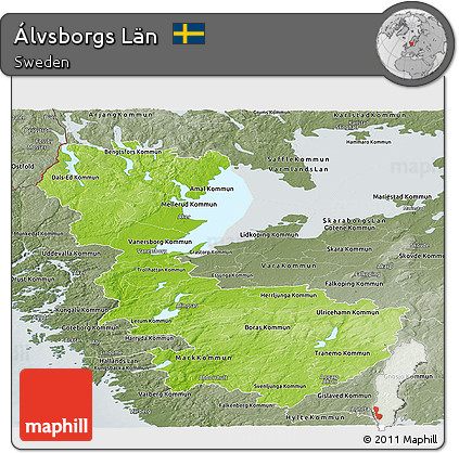 Physical Panoramic Map of Álvsborgs Län, semi-desaturated