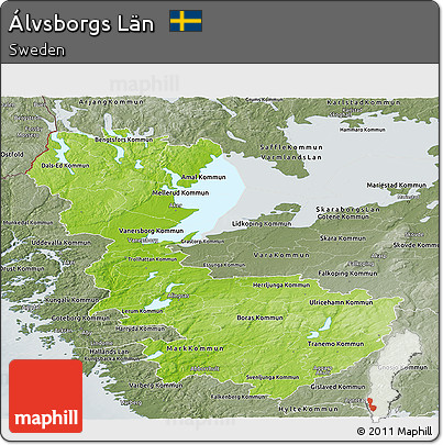 Physical Panoramic Map of Álvsborgs Län, semi-desaturated