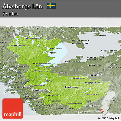 Physical Panoramic Map of Álvsborgs Län, semi-desaturated