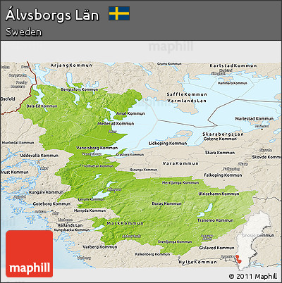 Physical Panoramic Map of Álvsborgs Län, shaded relief outside