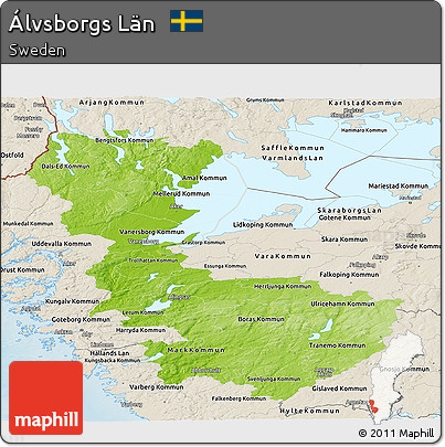 Physical Panoramic Map of Álvsborgs Län, shaded relief outside