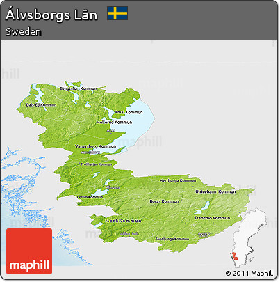 Physical Panoramic Map of Álvsborgs Län, single color outside