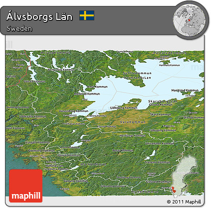 Satellite Panoramic Map of Álvsborgs Län