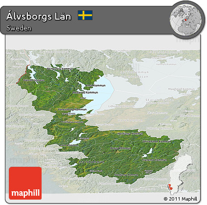 Satellite Panoramic Map of Álvsborgs Län, lighten