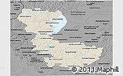 Shaded Relief Panoramic Map of Álvsborgs Län, darken, desaturated