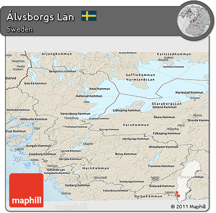 Shaded Relief Panoramic Map of Álvsborgs Län