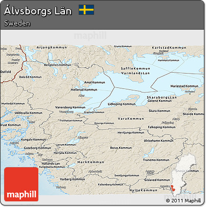 Shaded Relief Panoramic Map of Álvsborgs Län