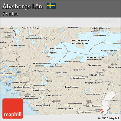 Shaded Relief Panoramic Map of Álvsborgs Län