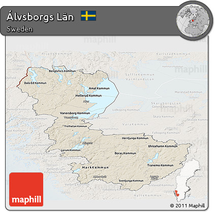 Shaded Relief Panoramic Map of Álvsborgs Län, lighten