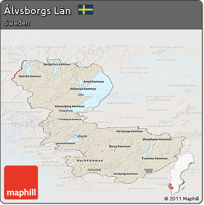 Shaded Relief Panoramic Map of Álvsborgs Län, lighten