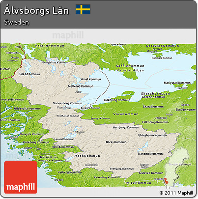 Shaded Relief Panoramic Map of Álvsborgs Län, physical outside