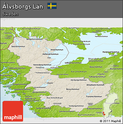 Shaded Relief Panoramic Map of Álvsborgs Län, physical outside