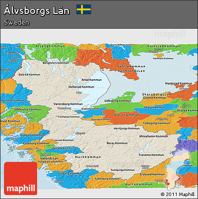 Shaded Relief Panoramic Map of Álvsborgs Län, political outside