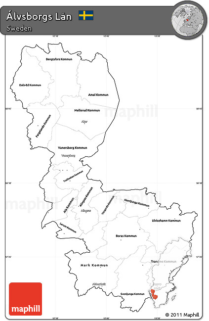 Blank Simple Map of Álvsborgs Län, cropped outside