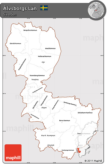 Classic Style Simple Map of Álvsborgs Län, cropped outside