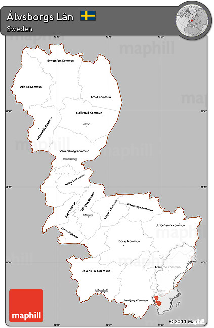 Gray Simple Map of Álvsborgs Län, cropped outside