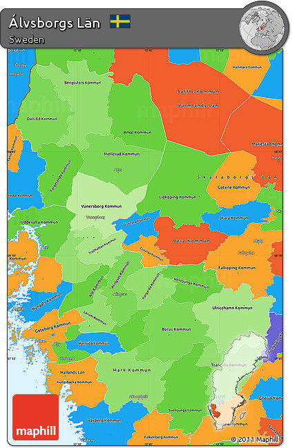 Political Shades Simple Map of Álvsborgs Län, political outside