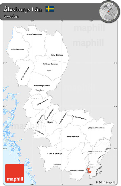 Silver Style Simple Map of Álvsborgs Län, single color outside