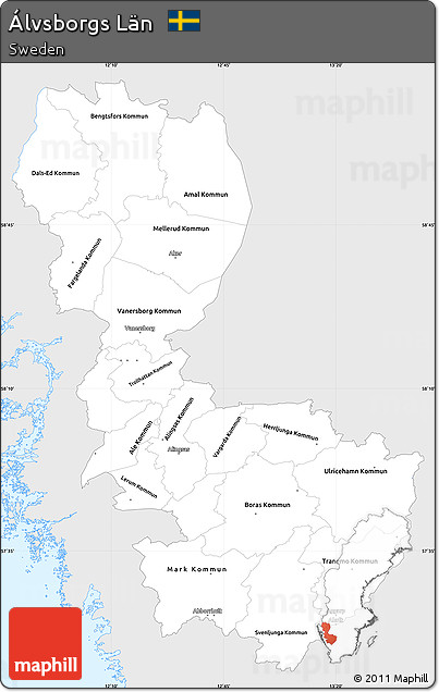 Silver Style Simple Map of Álvsborgs Län, single color outside
