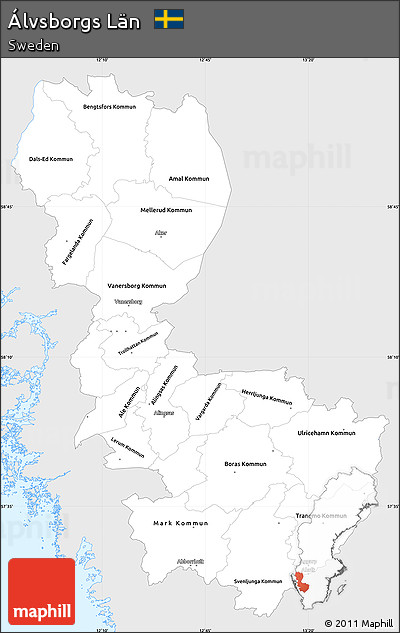 Silver Style Simple Map of Álvsborgs Län, single color outside