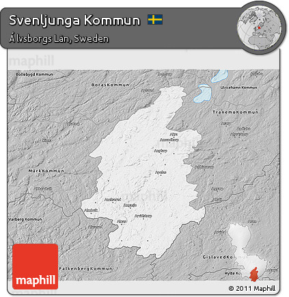 Gray 3D Map of Svenljunga Kommun
