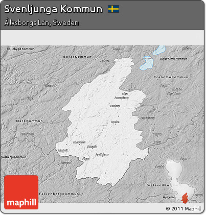 Gray 3D Map of Svenljunga Kommun