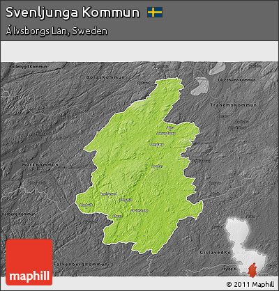 Physical 3D Map of Svenljunga Kommun, darken, desaturated