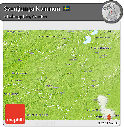 Physical 3D Map of Svenljunga Kommun