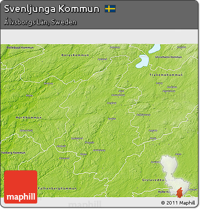 Physical 3D Map of Svenljunga Kommun
