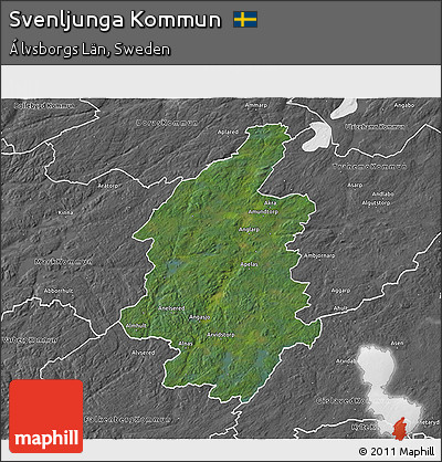 Satellite 3D Map of Svenljunga Kommun, desaturated