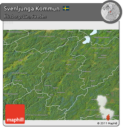 Satellite 3D Map of Svenljunga Kommun