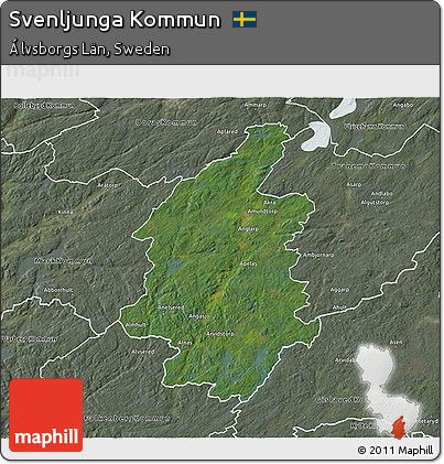 Satellite 3D Map of Svenljunga Kommun, semi-desaturated