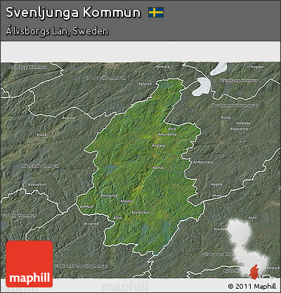 Satellite 3D Map of Svenljunga Kommun, semi-desaturated