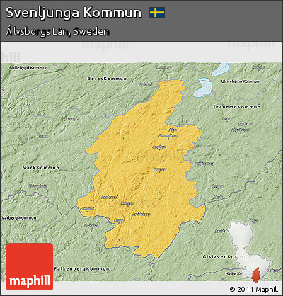 Savanna Style 3D Map of Svenljunga Kommun