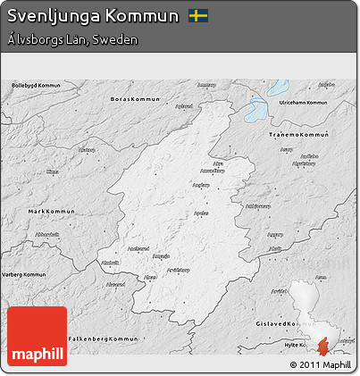 Silver Style 3D Map of Svenljunga Kommun