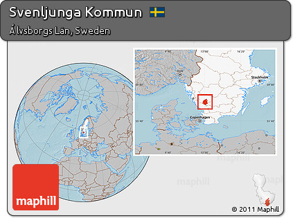 Gray Location Map of Svenljunga Kommun, highlighted country, hill shading