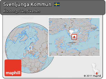 Gray Location Map of Svenljunga Kommun, highlighted parent region, hill shading