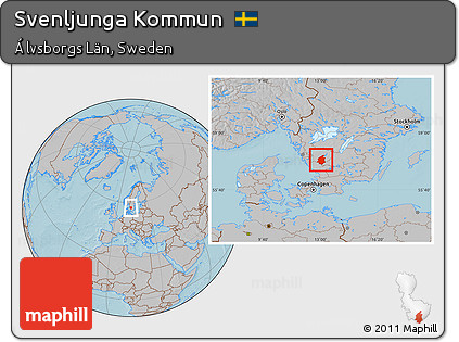 Gray Location Map of Svenljunga Kommun, hill shading