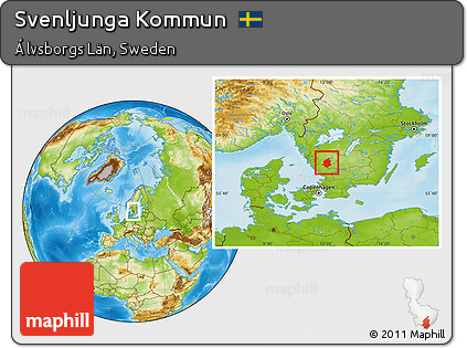 Physical Location Map of Svenljunga Kommun