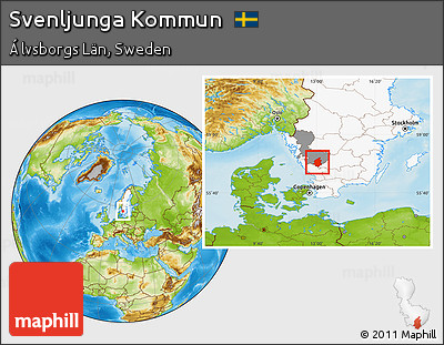 Physical Location Map of Svenljunga Kommun, highlighted country, highlighted parent region