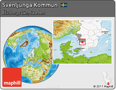 Physical Location Map of Svenljunga Kommun, highlighted country, highlighted parent region