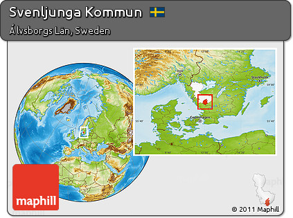 Physical Location Map of Svenljunga Kommun, highlighted parent region