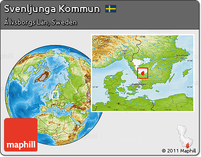 Physical Location Map of Svenljunga Kommun, highlighted parent region