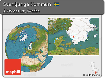 Satellite Location Map of Svenljunga Kommun, highlighted country